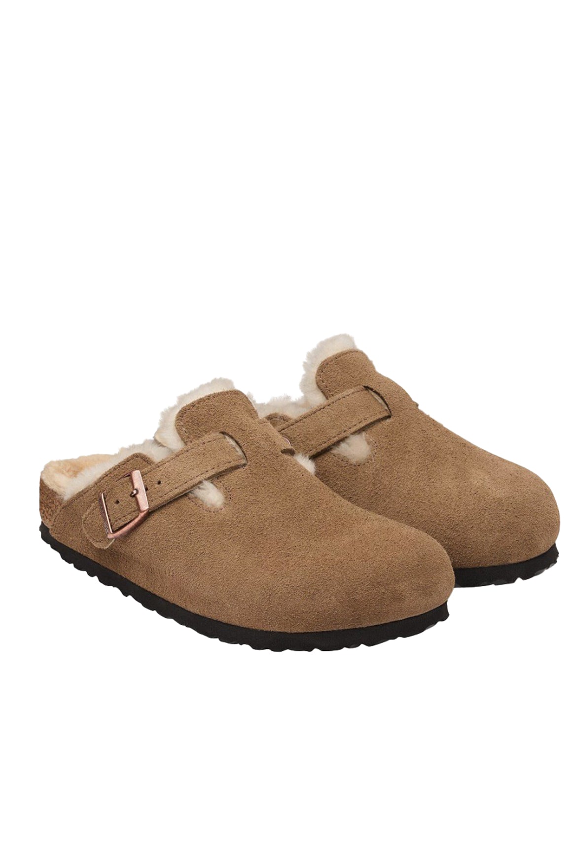  Birkenstock Boston Pelle Scamosciata Shearling Dark Tea Woman - 2