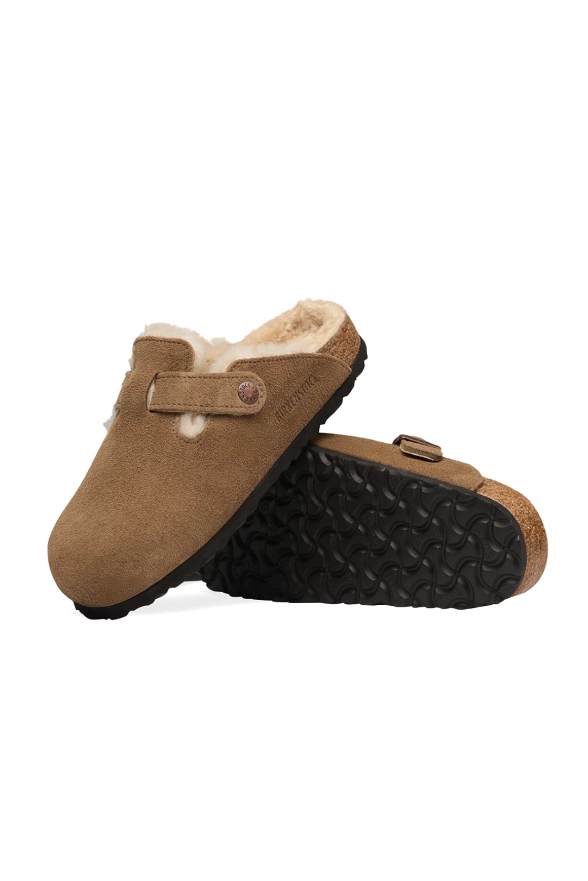  Birkenstock Boston Pelle Scamosciata Shearling Dark Tea Woman - 3
