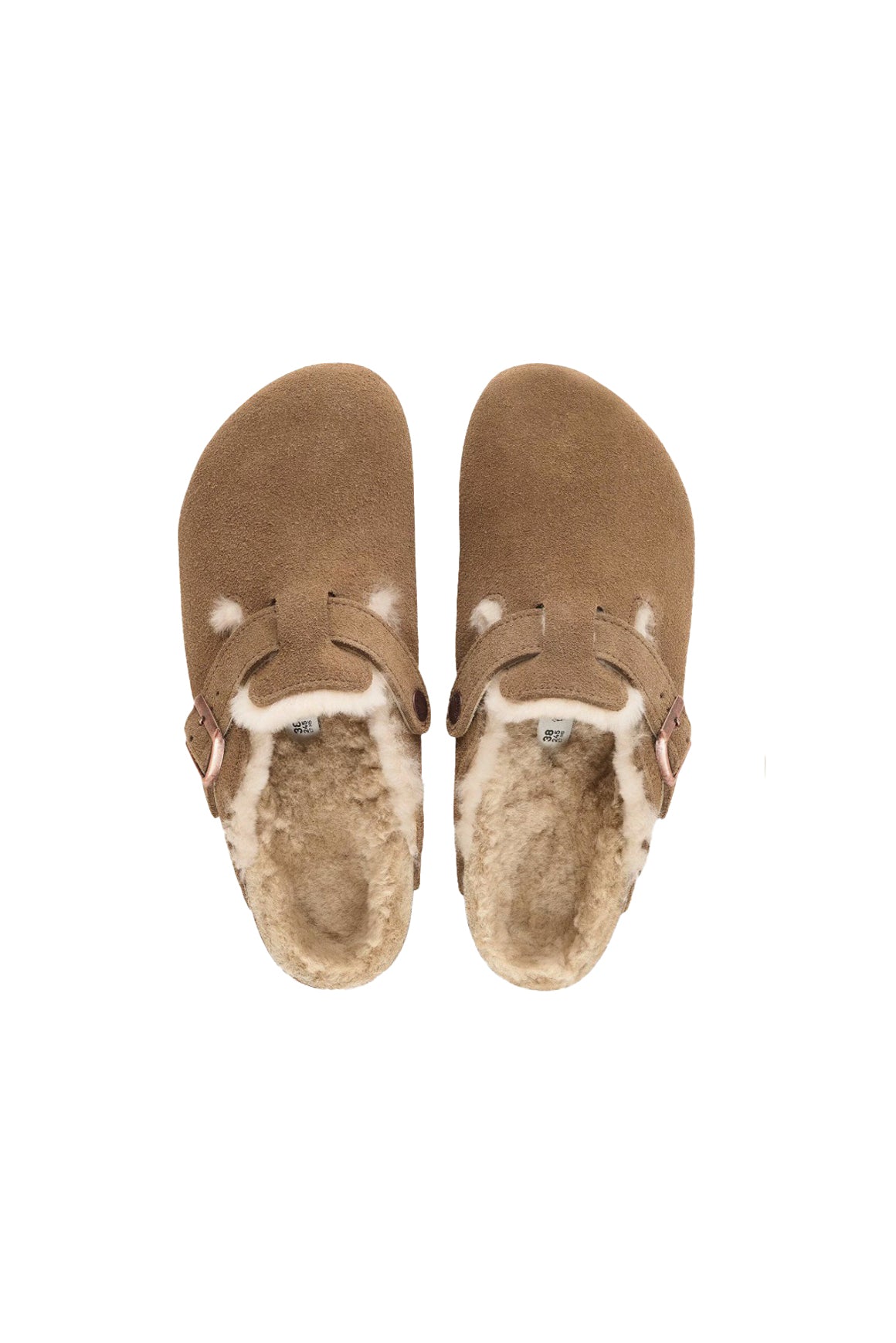  Birkenstock Boston Pelle Scamosciata Shearling Dark Tea Woman - 4