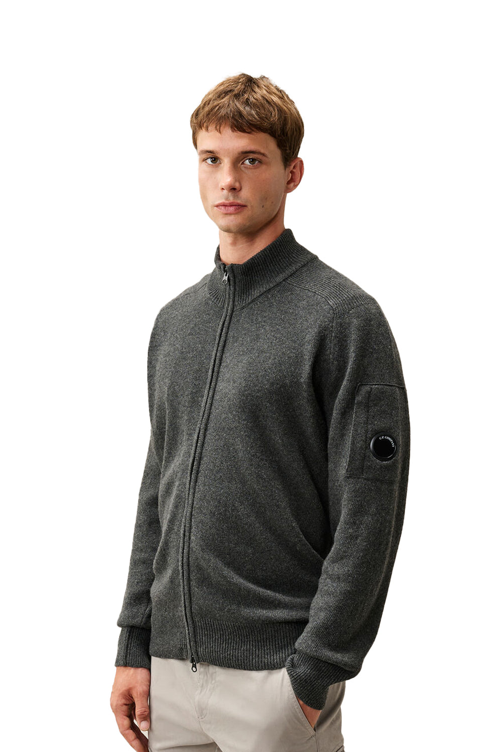  Cp Company Cardigan Con Zip Lambswool Grs 978 Dark Shadow Uomo - 2