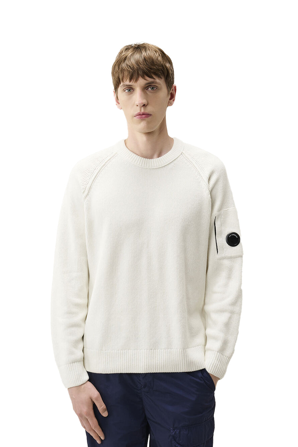  Cp Company Maglione Cotone Ciniglia 103 Gauze White Uomo - 2