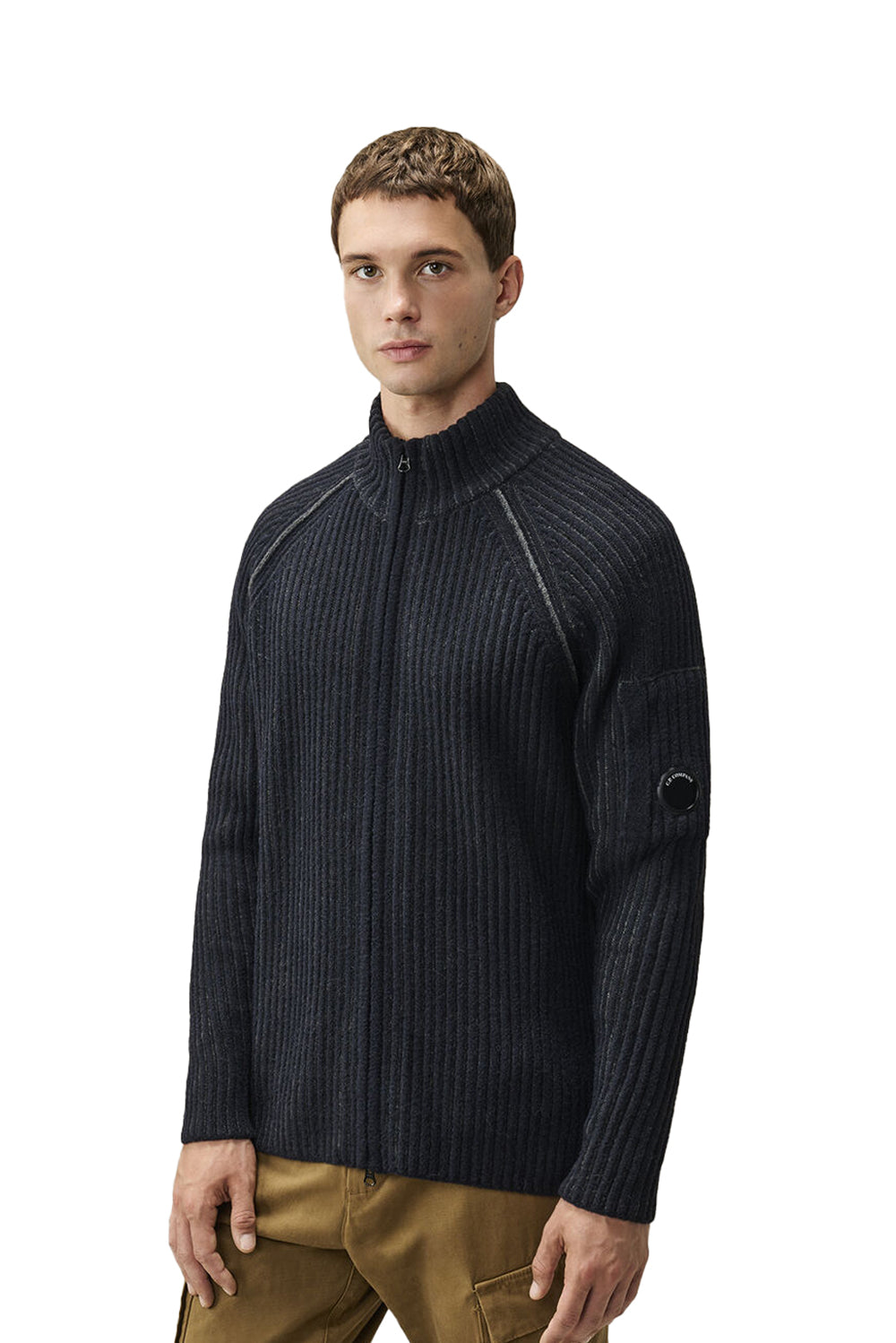  Cp Company Cardigan Lambswool Vanisé 978 Dark Shadow Uomo - 2