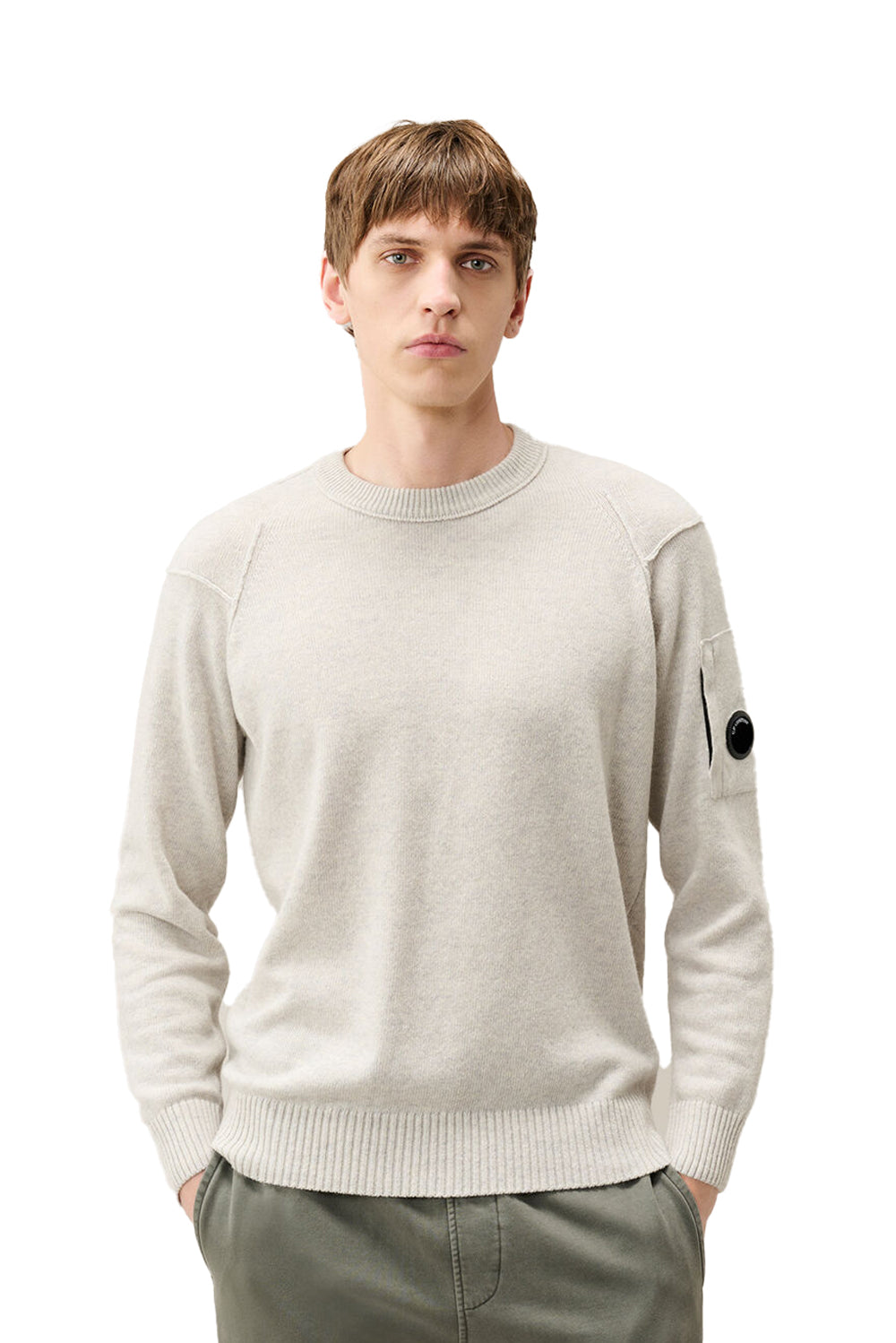  Cp Company Maglione Lambswool Grs M13 Off White Melange Uomo - 2