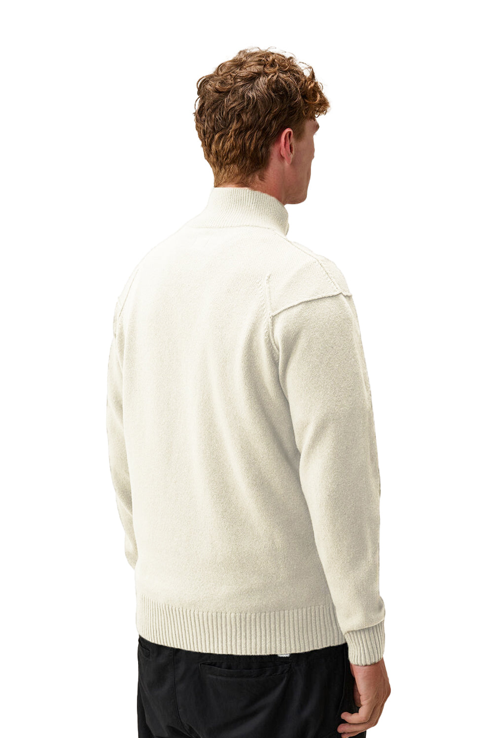  Cp Company Maglione Zip Lambswool Grs M13 Off White Melange Uomo - 3
