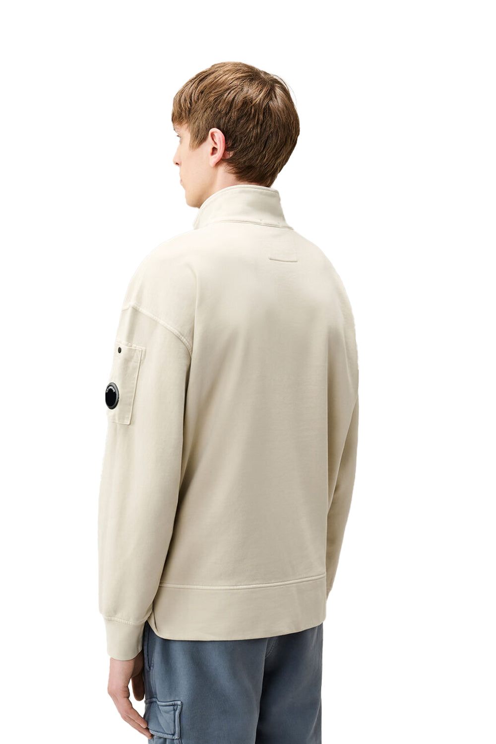  Cp Company Felpa Cotone Spazzolato 120 Silver Birch Uomo - 3