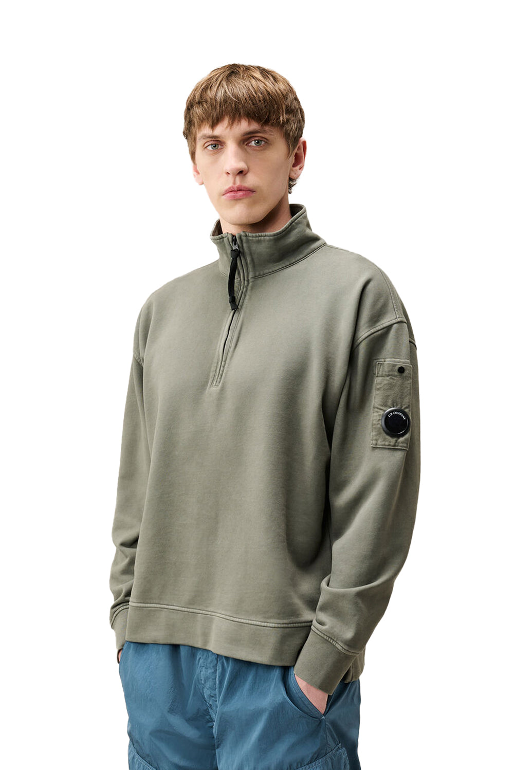  Cp Company Felpa Cotone Spazzolato 950 Castor Gray Uomo - 2