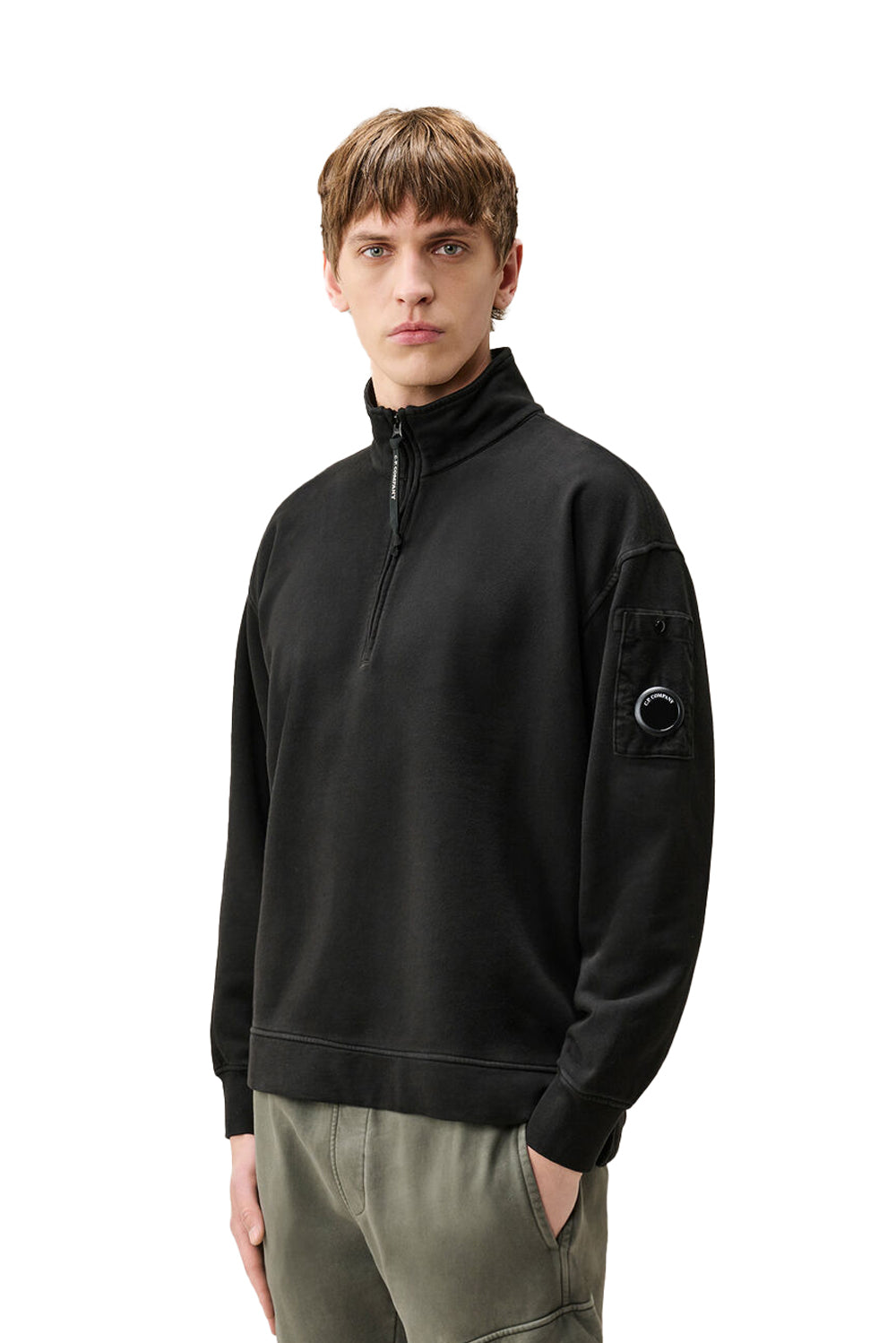  Cp Company Felpa Cotone Spazzolato 999 Black Uomo - 2