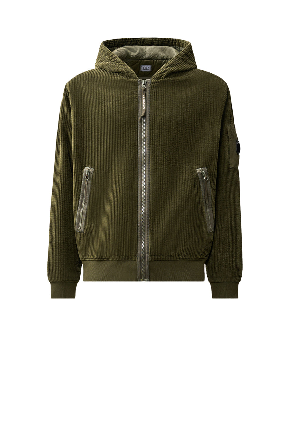  Cp Company Felpa Zip Velluto 683 Ivy Green Uomo - 1