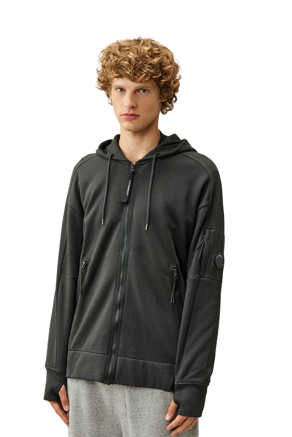  Cp Company Felpa Zip Cotone 985 Raven Uomo - 2