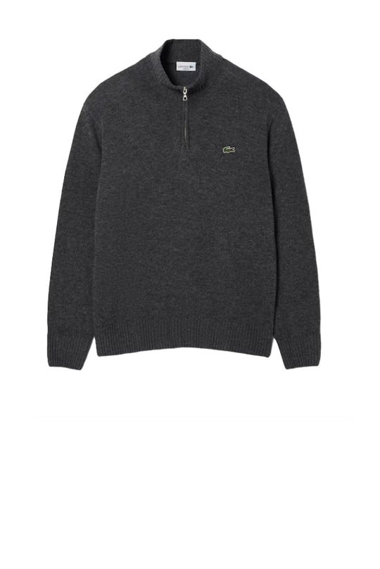 Lacoste Maglione a collo alto in lana cardata con zip