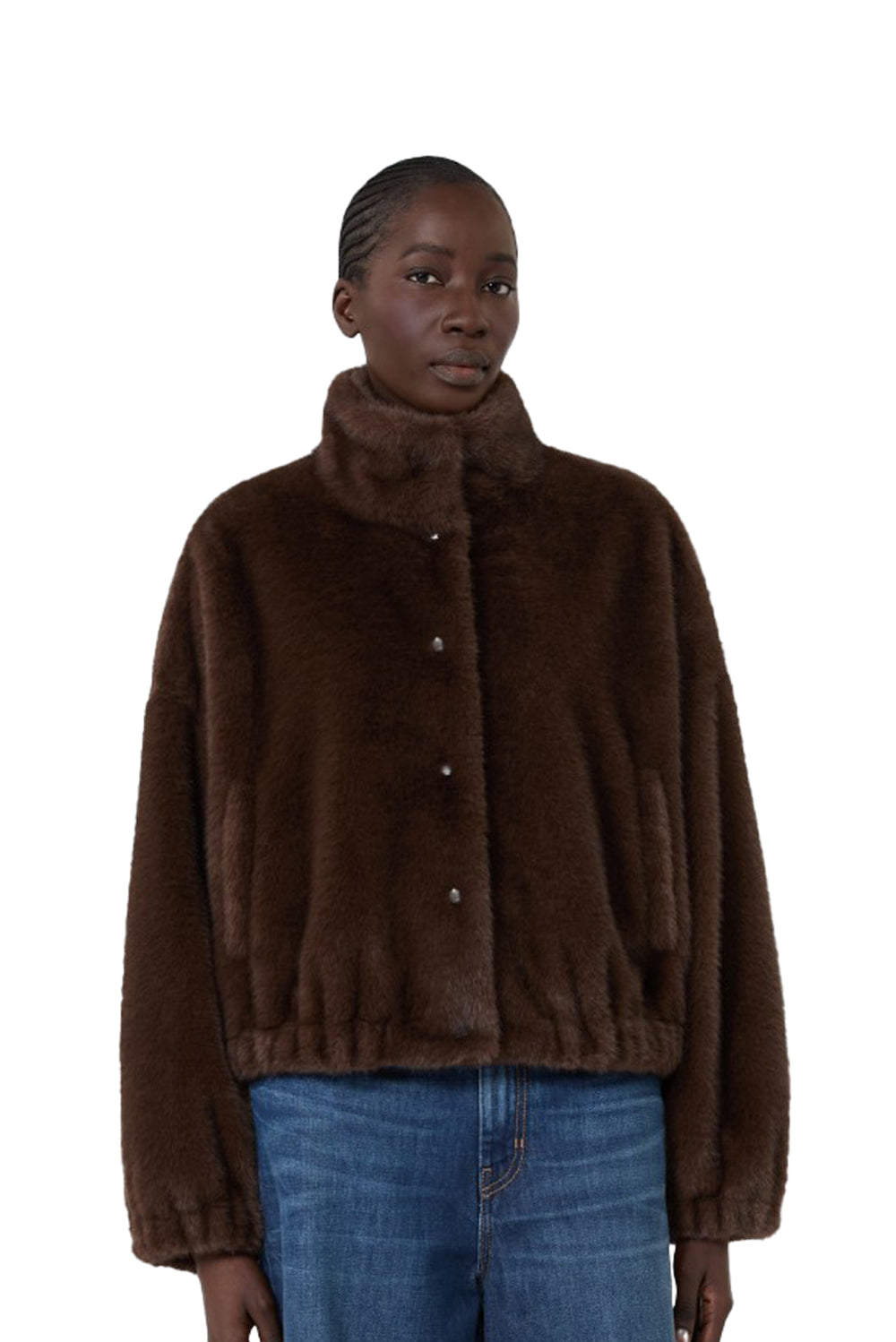  Max Mara Pelliccia Giacca Crop Wkdanemone 001 Marrone Woman - 2