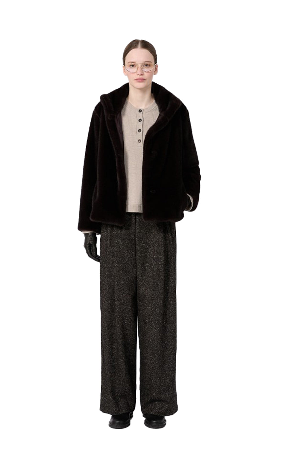  Max Mara Cappotto Pelliccia Crop Smmcrea 004 Marrone Woman - 2