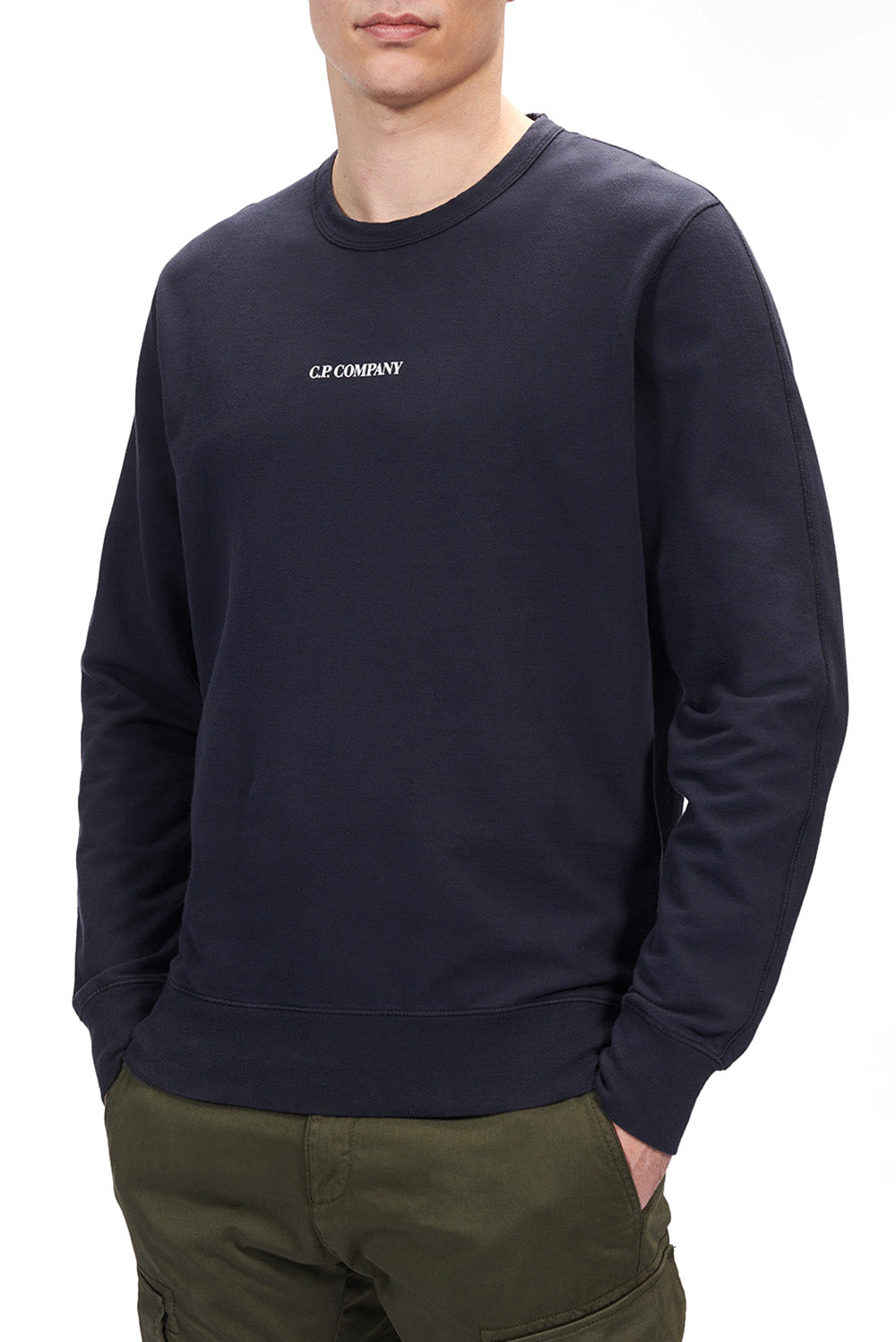  Cp Company Light Fleece Logo Navy Uomo - 2