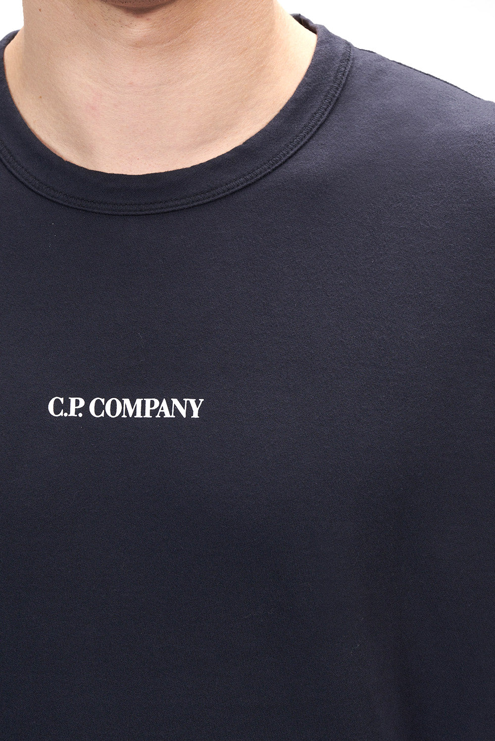  Cp Company Light Fleece Logo Navy Uomo - 4