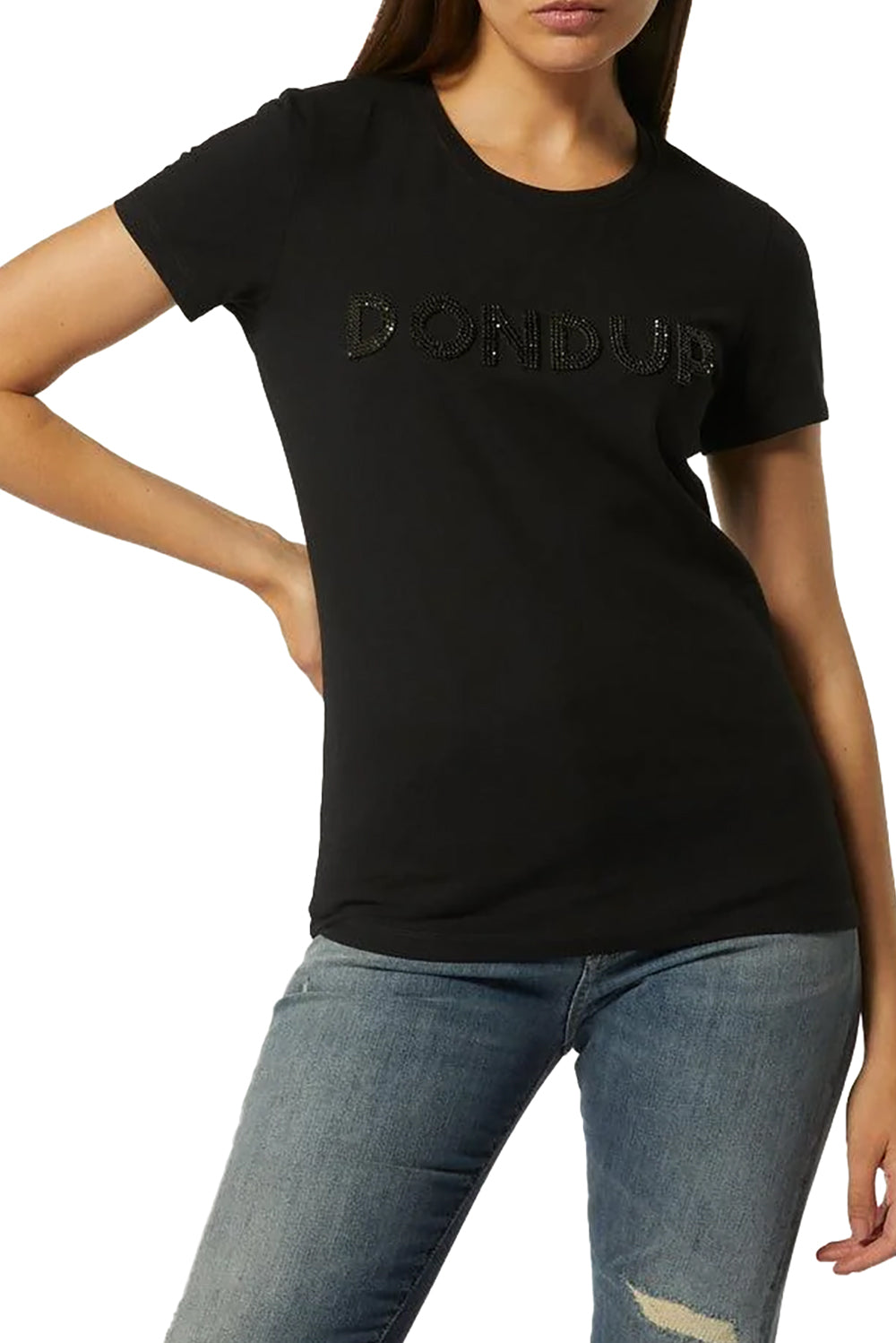  Dondup Crew Neck T-shirt Black Woman - 2