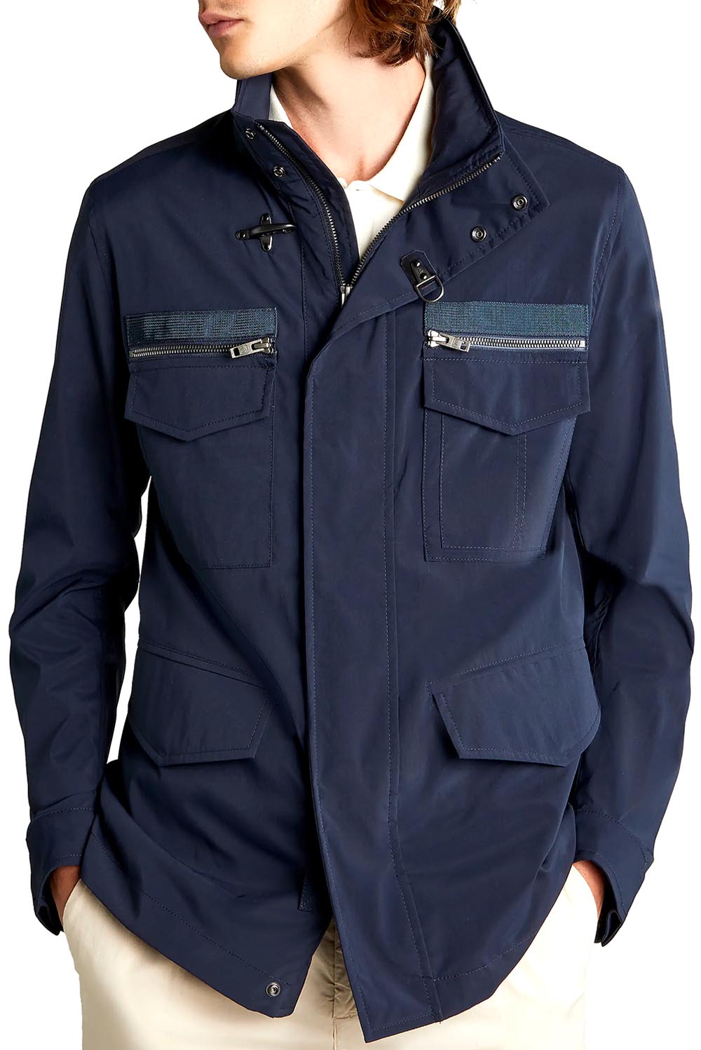  Fay Field Jacket Stretch Navy Uomo - 2