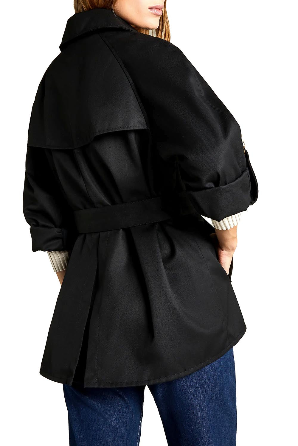  Fay Short Trench Coat Black Woman - 3