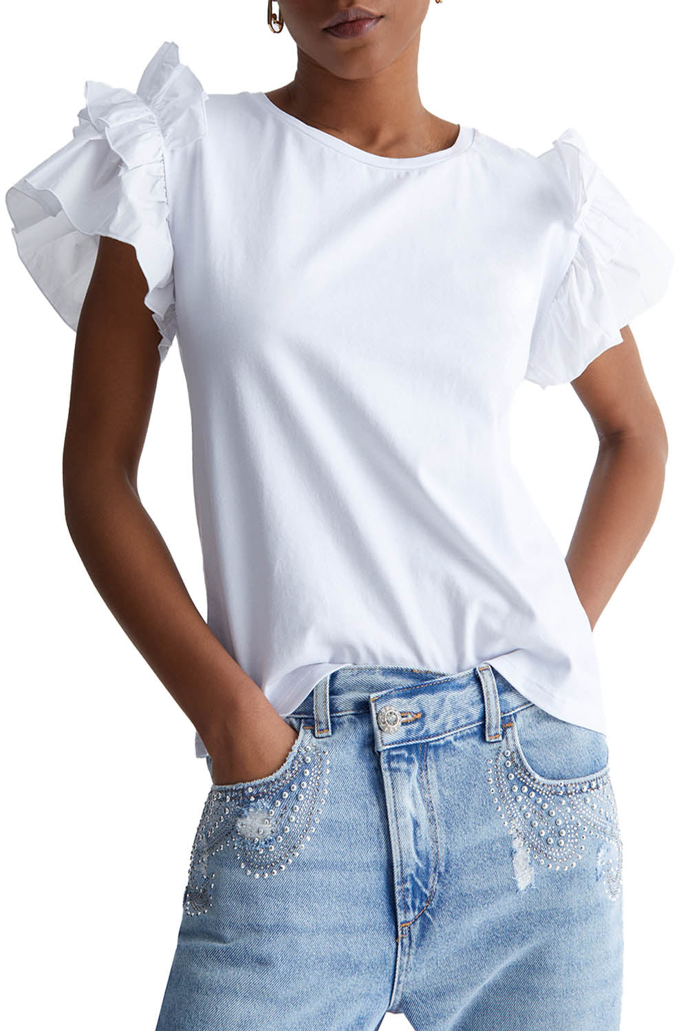  Liu Jo T-shirt Con Rouches Bianco Woman - 2