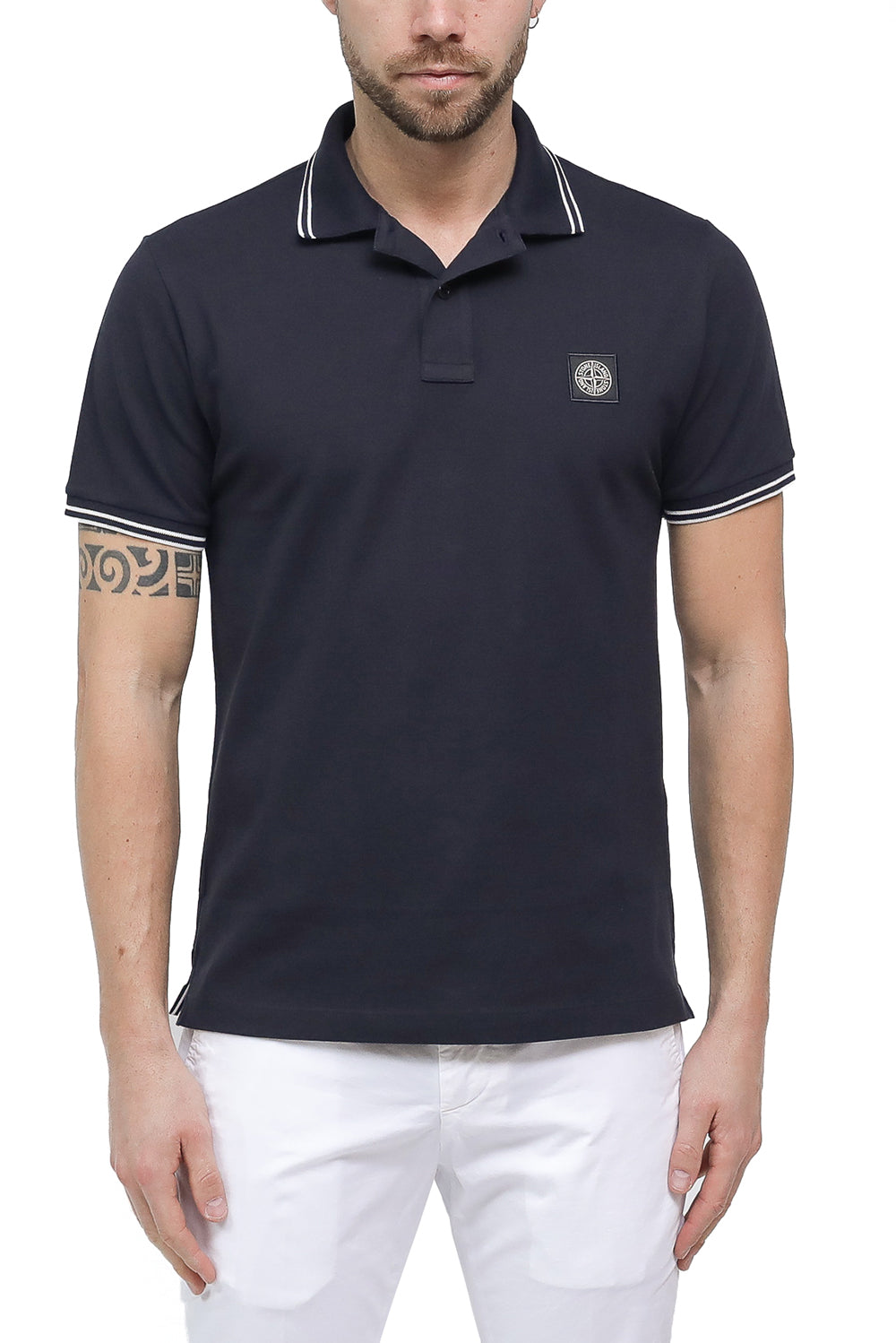  Stone Island Polo Pique' Navy Uomo - 2