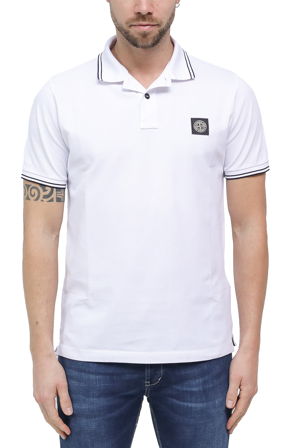  Stone Island Polo Pique' White Uomo - 2