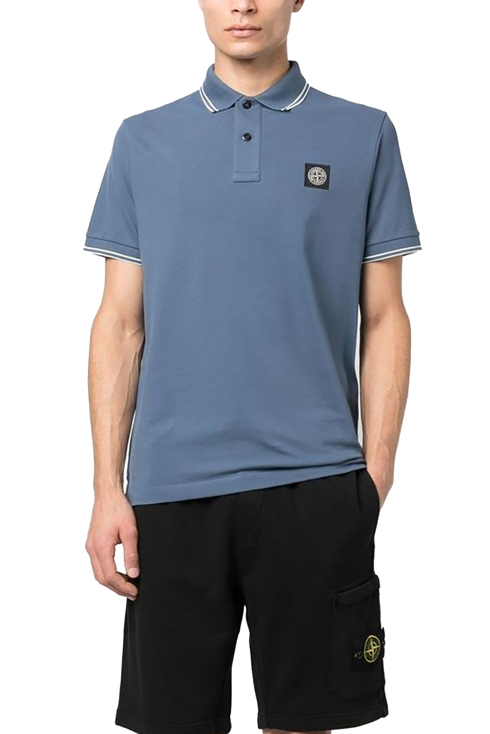  Stone Island Polo Pique' Chambray Uomo - 2