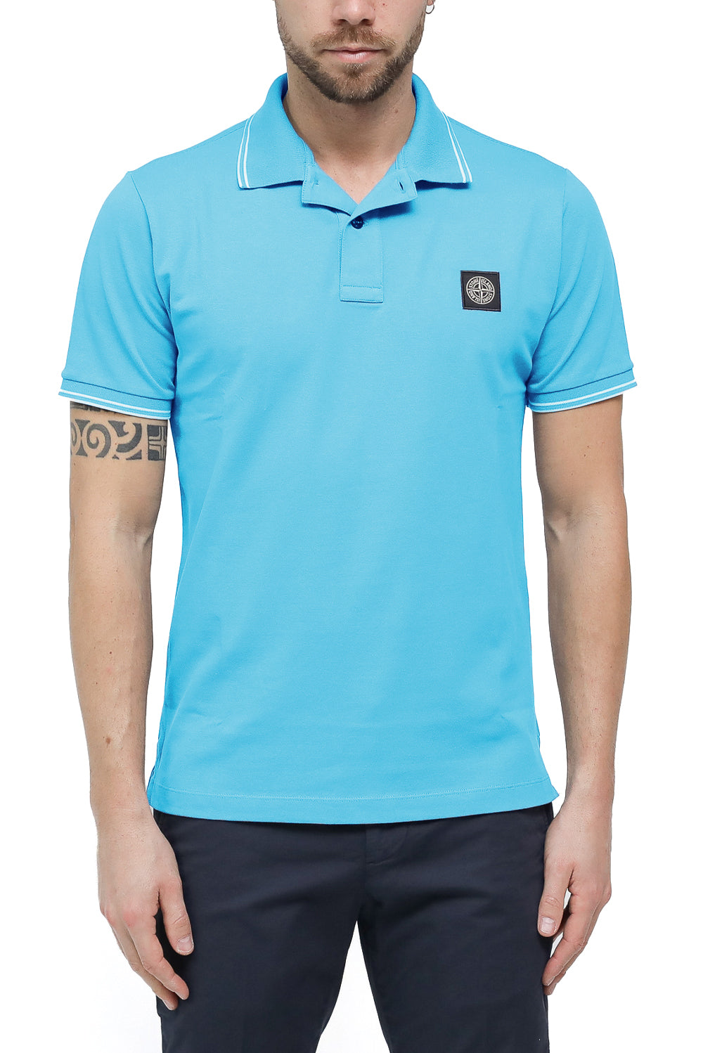  Stone Island Polo Pique' Skyblue Uomo - 2