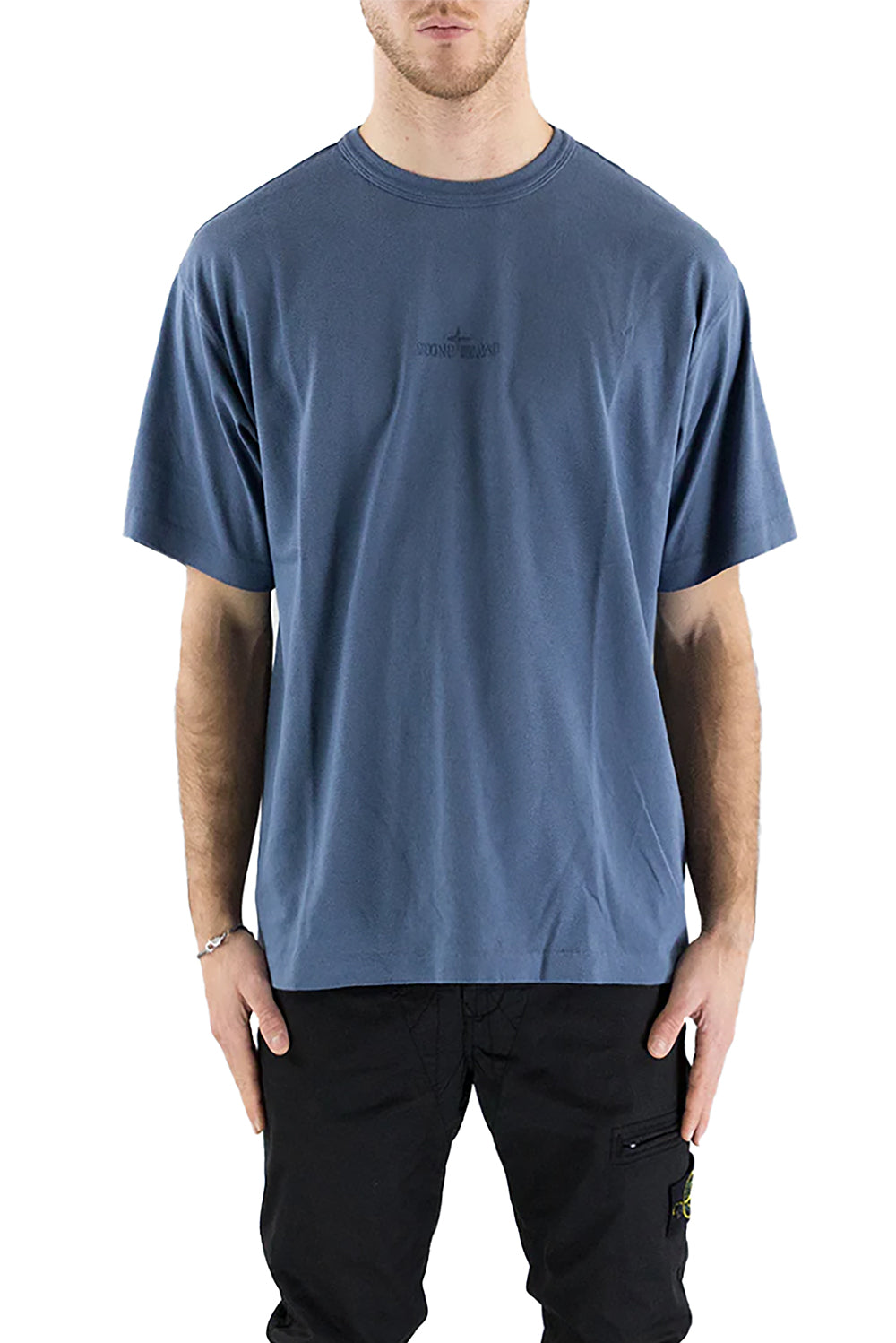  Stone Island Over Fit T-shirt Chambray Uomo - 2