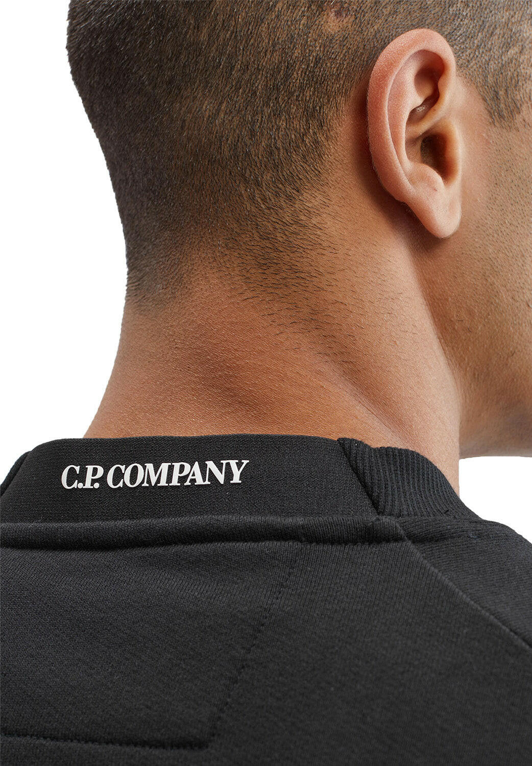  Cp Company Diagonal Raised Fleece Sweatshirt Black Uomo - 3