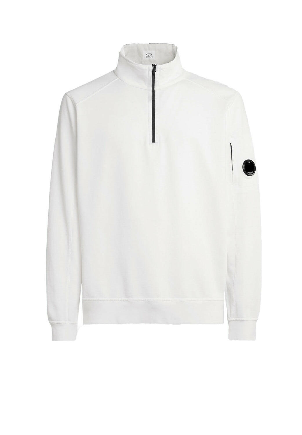  Cp Company Light Fleece Half Zipped Sweatshirt White Uomo - 1