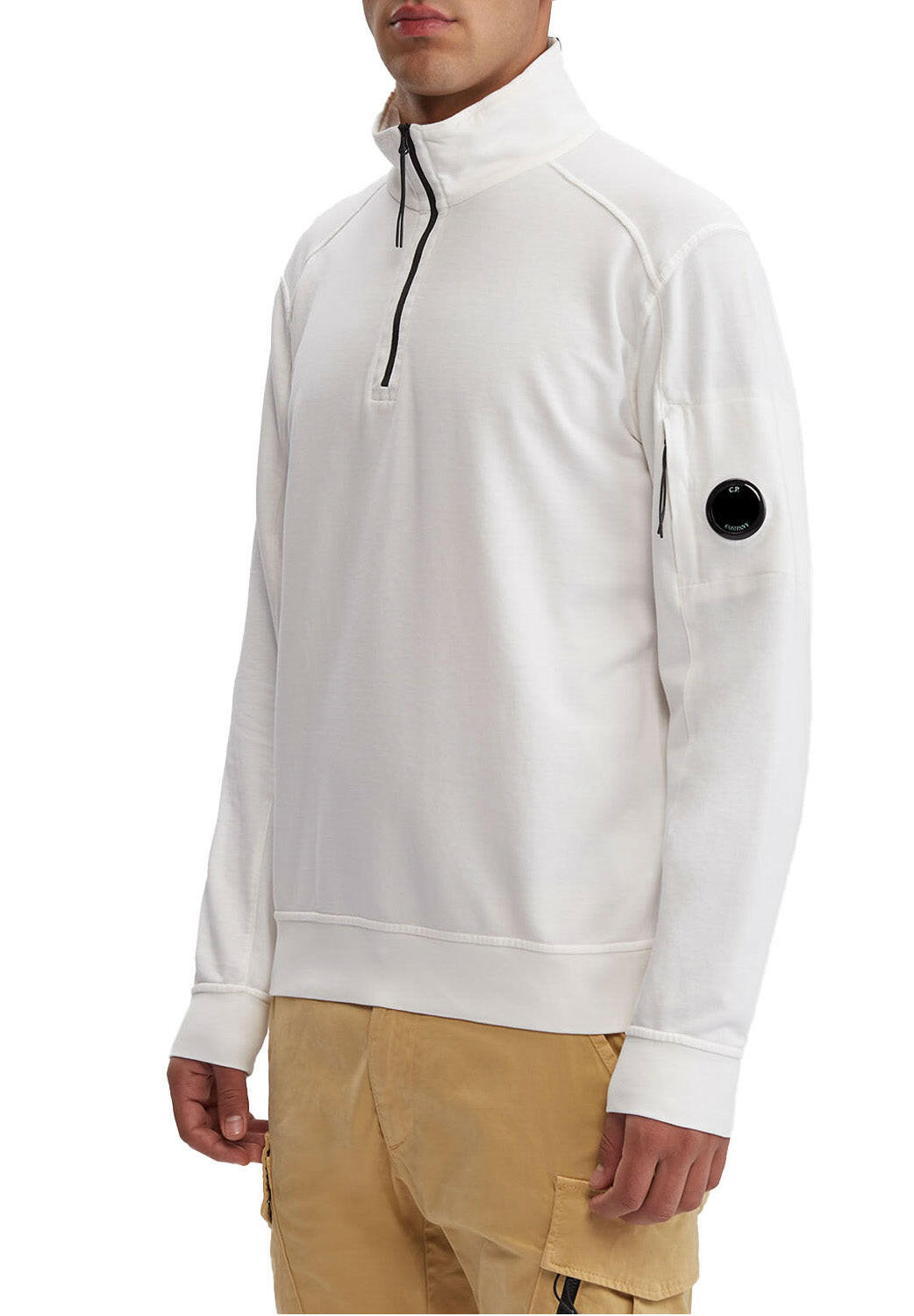  Cp Company Light Fleece Half Zipped Sweatshirt White Uomo - 2