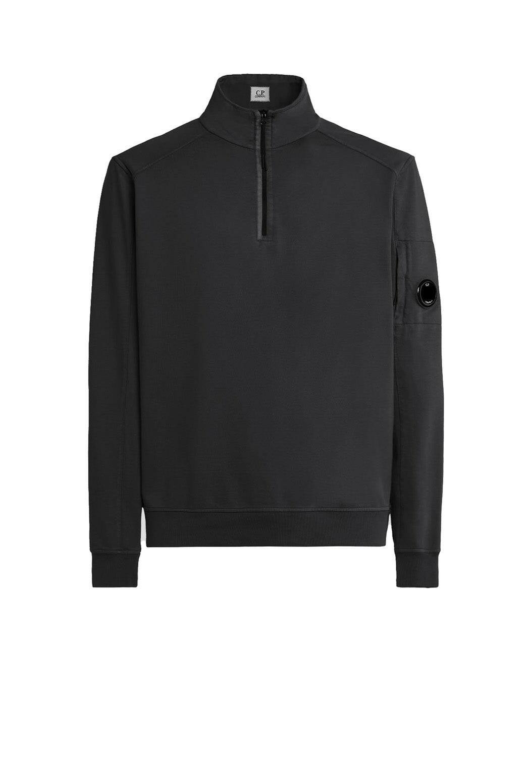 Cp Company Light Fleece Half Zipped Sweatshirt Black Uomo - 1