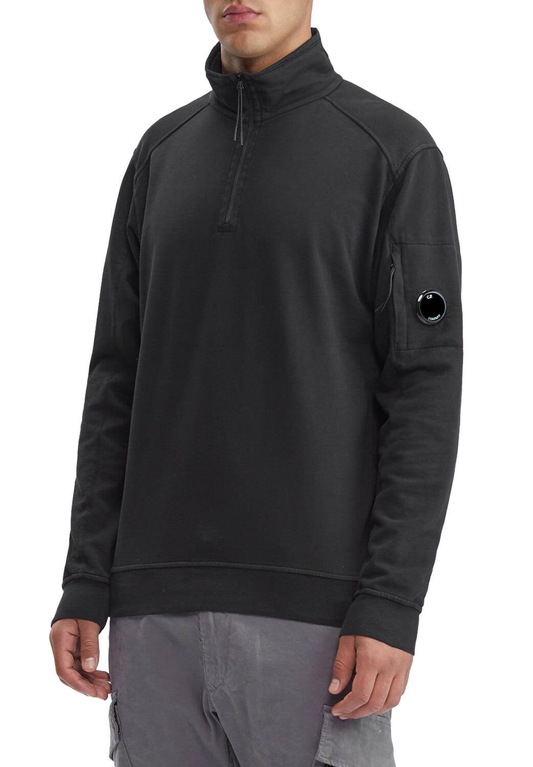  Cp Company Light Fleece Half Zipped Sweatshirt Black Uomo - 2