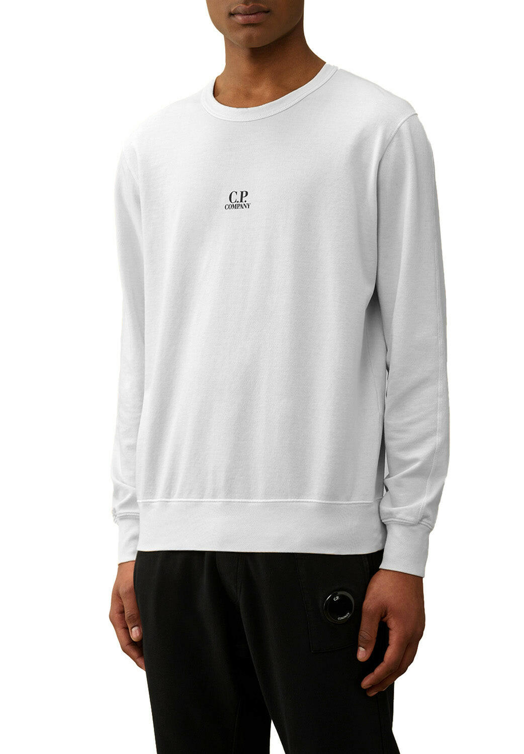  Cp Company Light Fleece Logo Sweatshirt White Uomo - 2