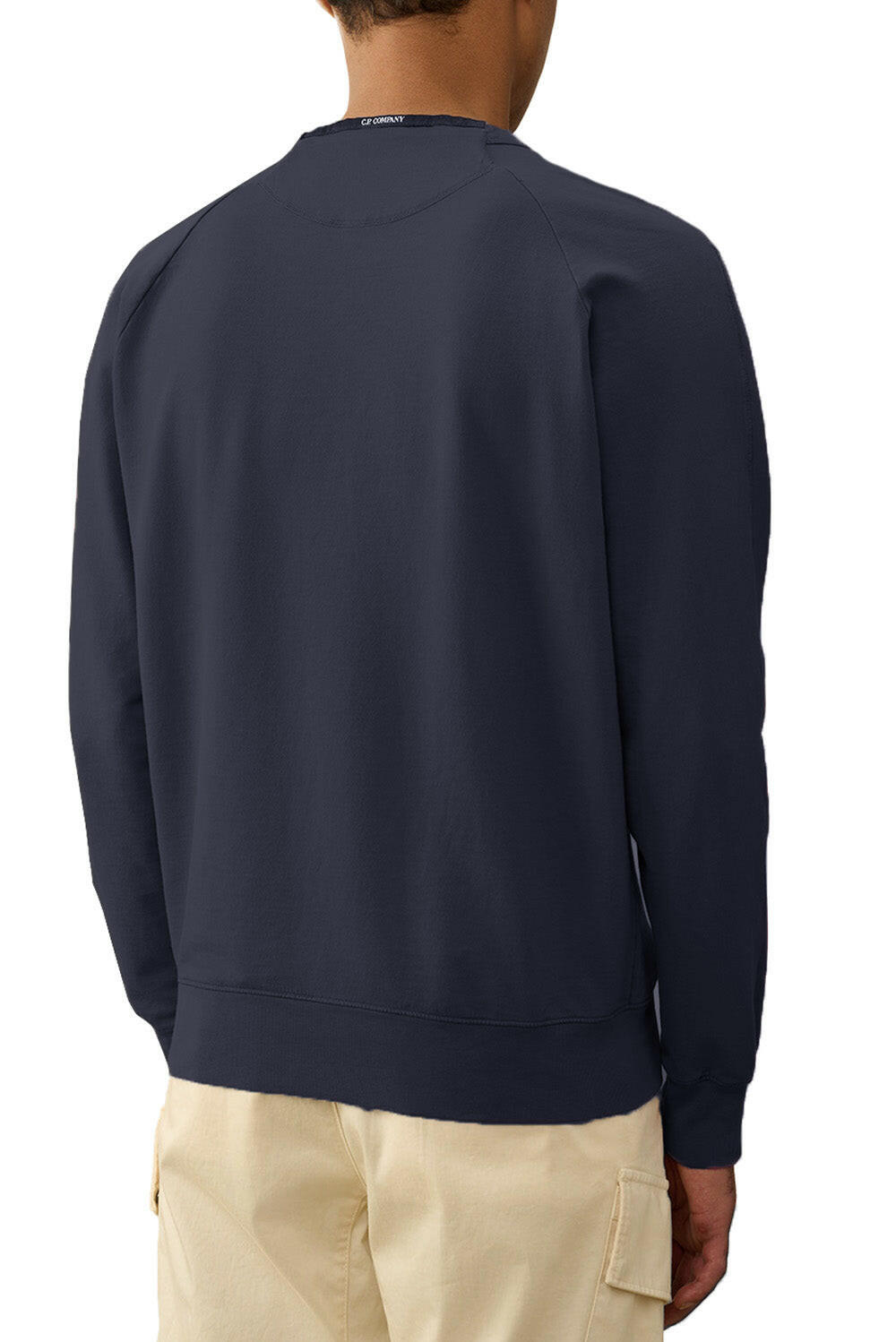  Cp Company Light Fleece Logo Sweatshirt Total Eclipse Uomo - 3