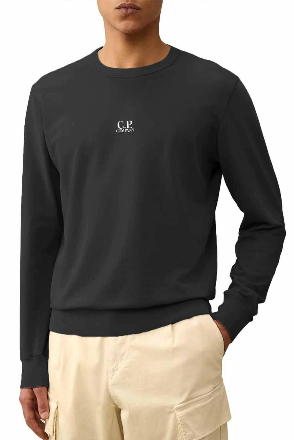  Cp Company Light Fleece Logo Sweatshirt Black Uomo - 2