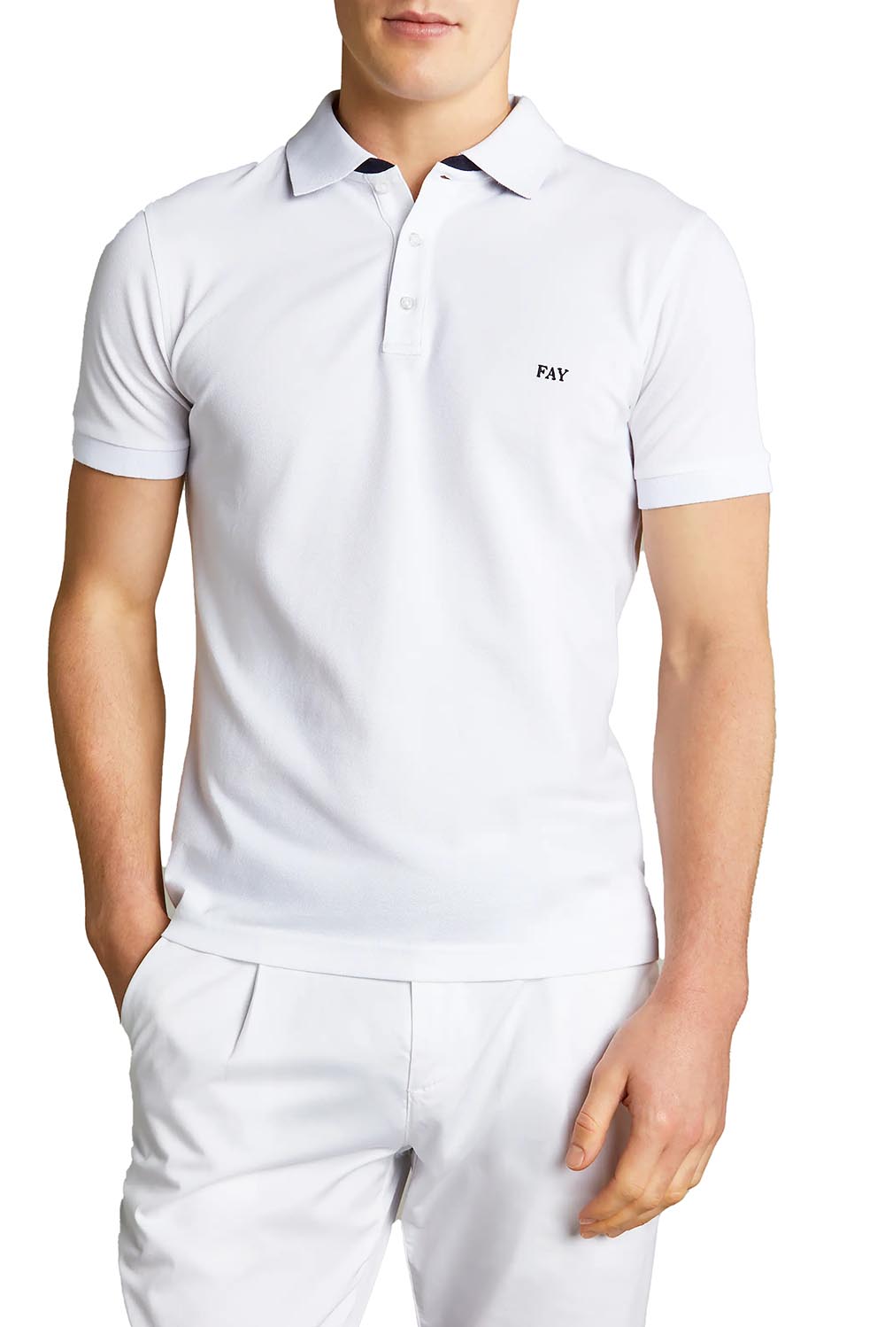  Fay Stretch Polo White Uomo - 2