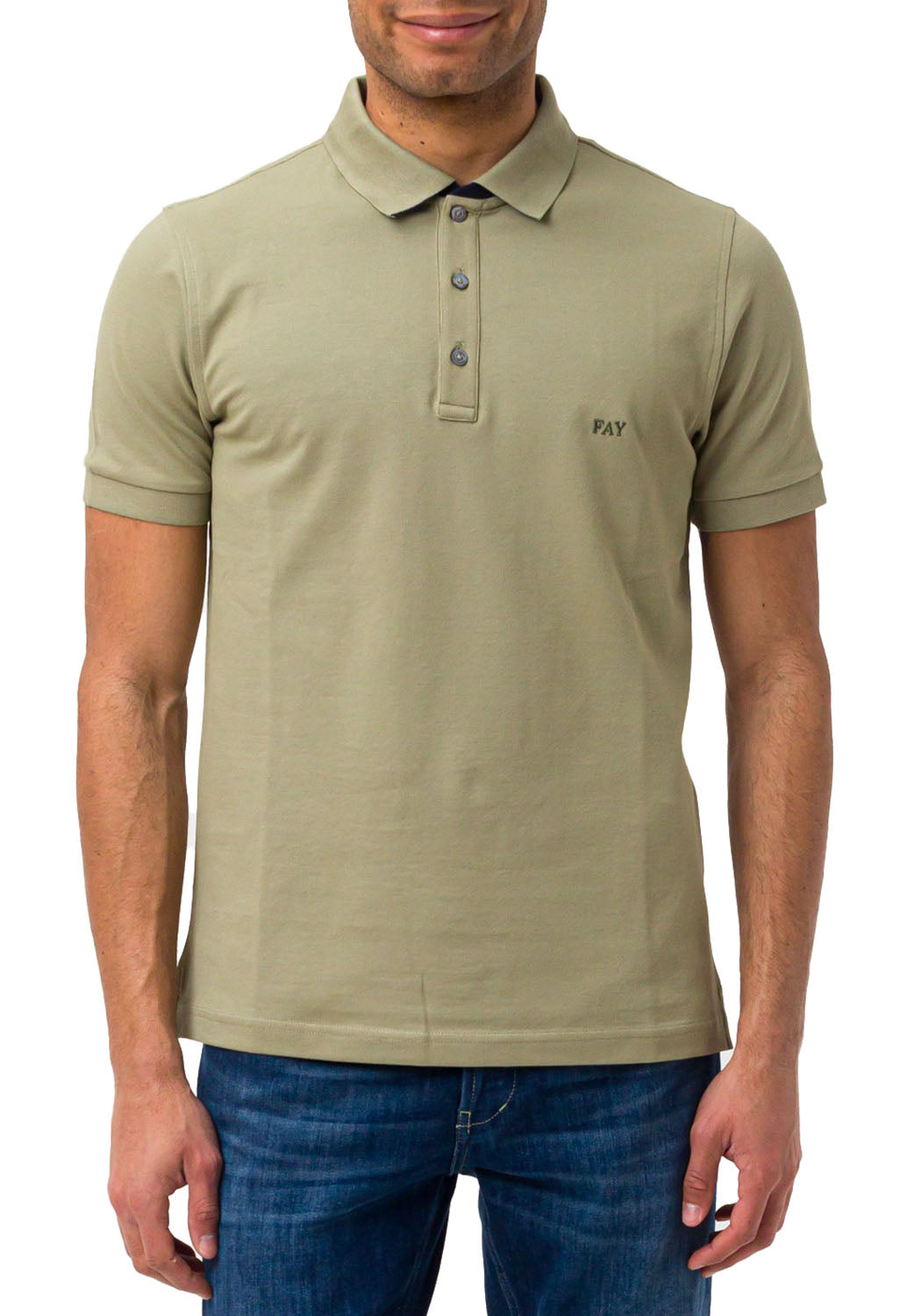  Fay Polo Stretch Khaki Uomo - 2