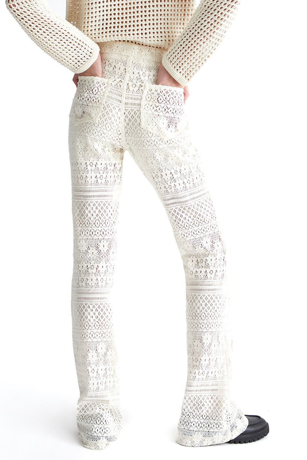  Liu Jo Lace Trousers Ecru Woman - 3