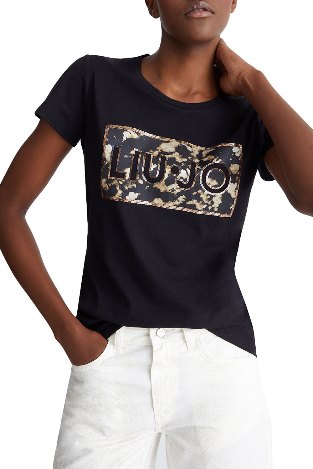  Liu Jo Sequin Print T-shirt Nero Woman - 2