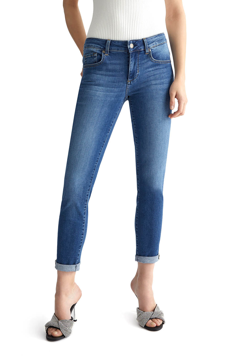  Liu Jo Cropped Skinny Jeans Blue Denim Woman - 2