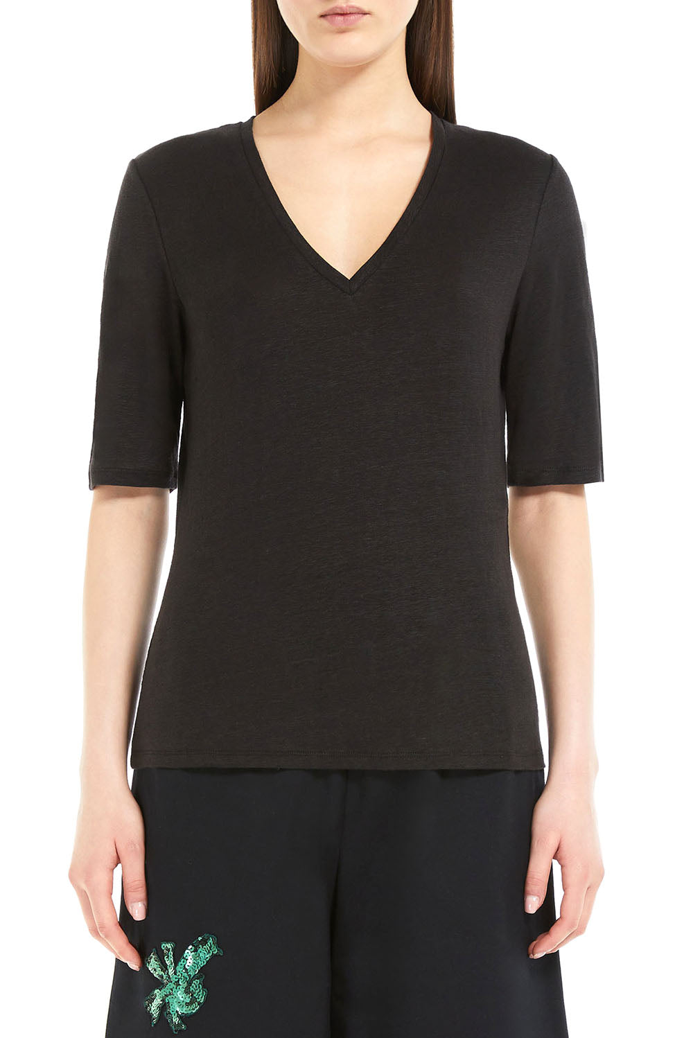  Max Mara T-shirt In Lino Brunate Woman - 2