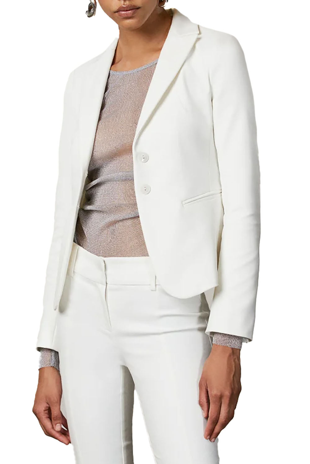  Patrizia Pepe Slim 2 Button Jacket Bianco Woman - 2