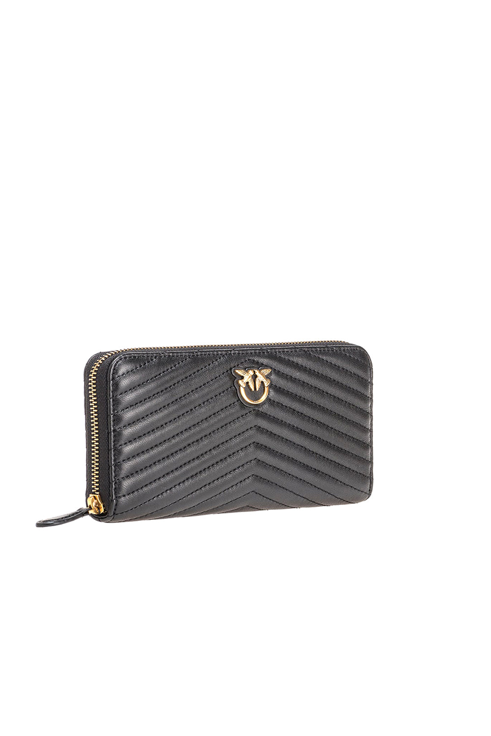  Pinko Zip Around Wallet Nero Oro Woman - 2