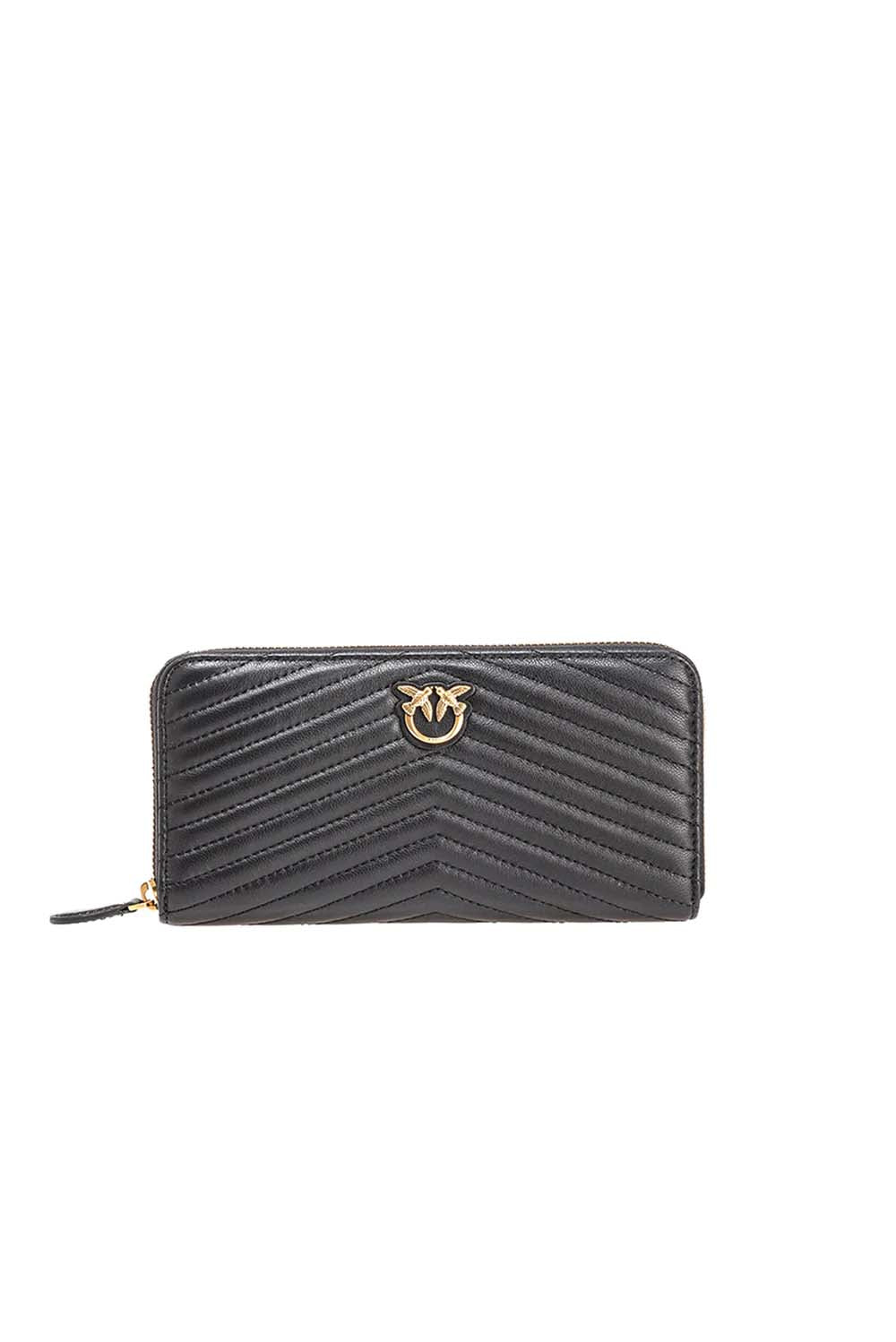  Pinko Zip Around Wallet Nero Oro Woman - 1