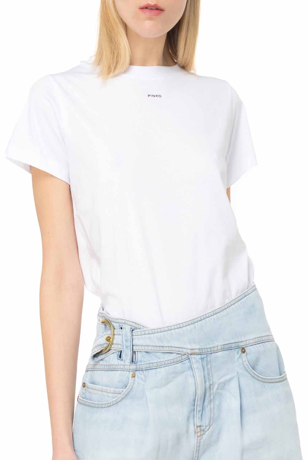  Pinko Mini Logo T-shirt Bianco Woman - 2