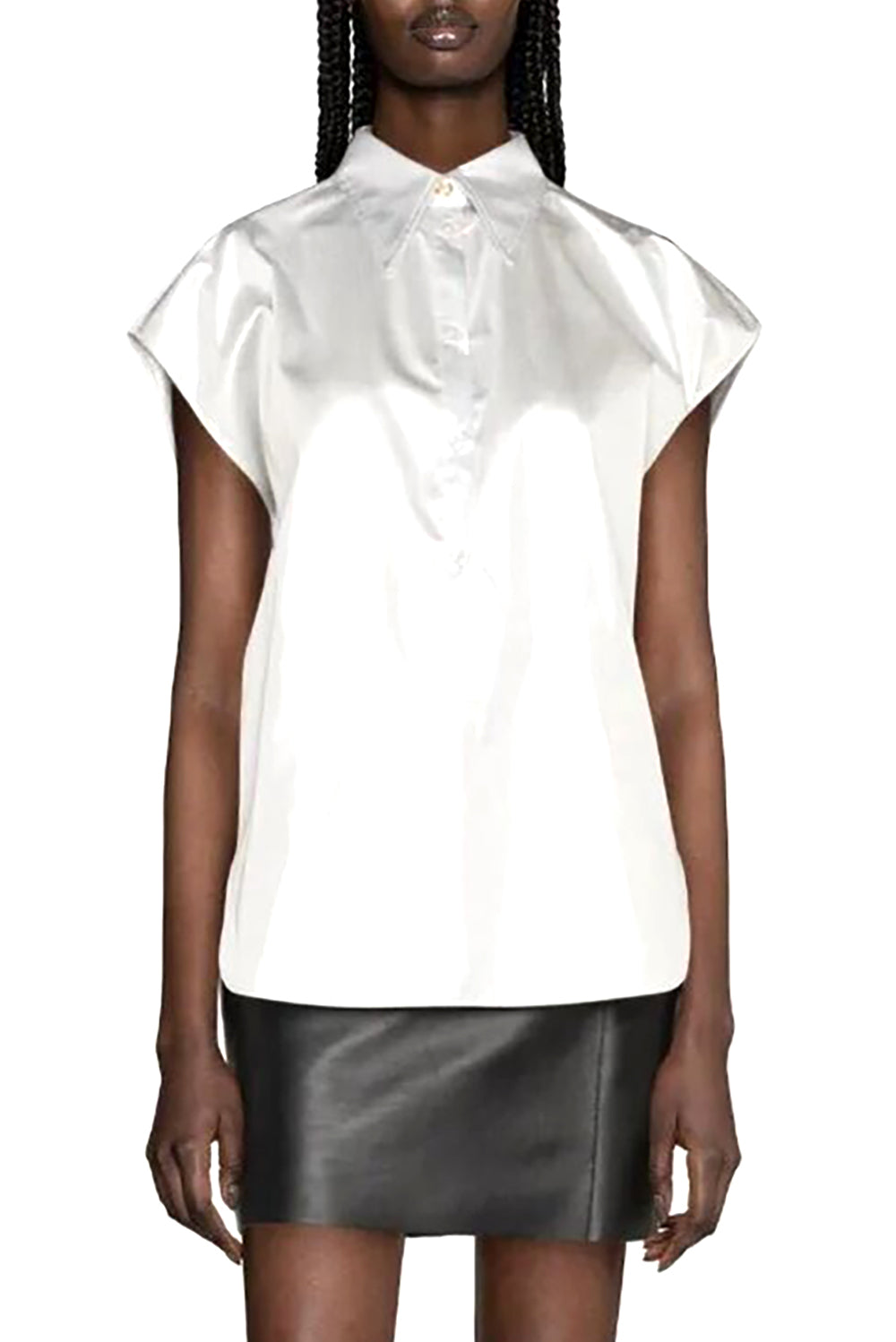  Pinko Camicia In Georgette Argento Woman - 2