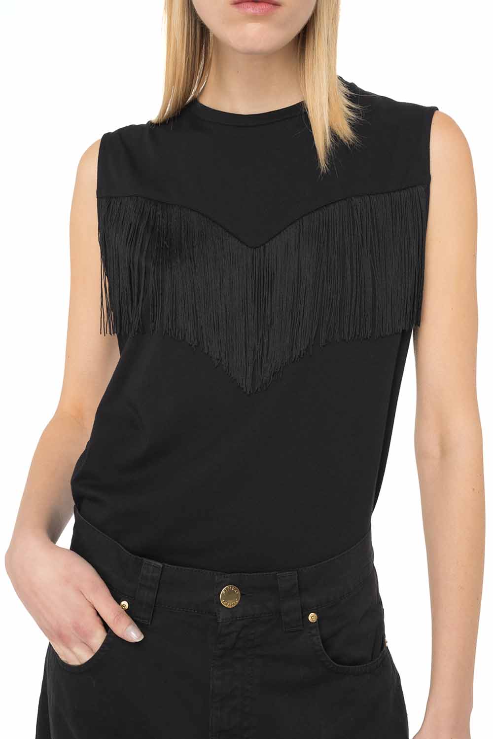  Pinko Sleeveless T-shirt Nero Woman - 2