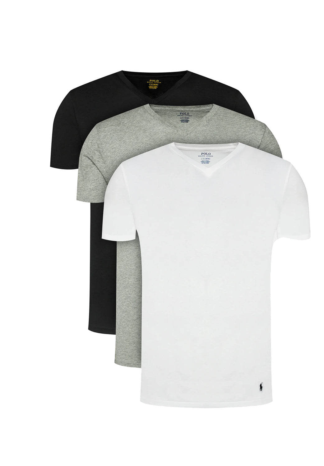  Ralph Lauren T-shirt 3 Pack Wht Gry Blk Uomo - 1