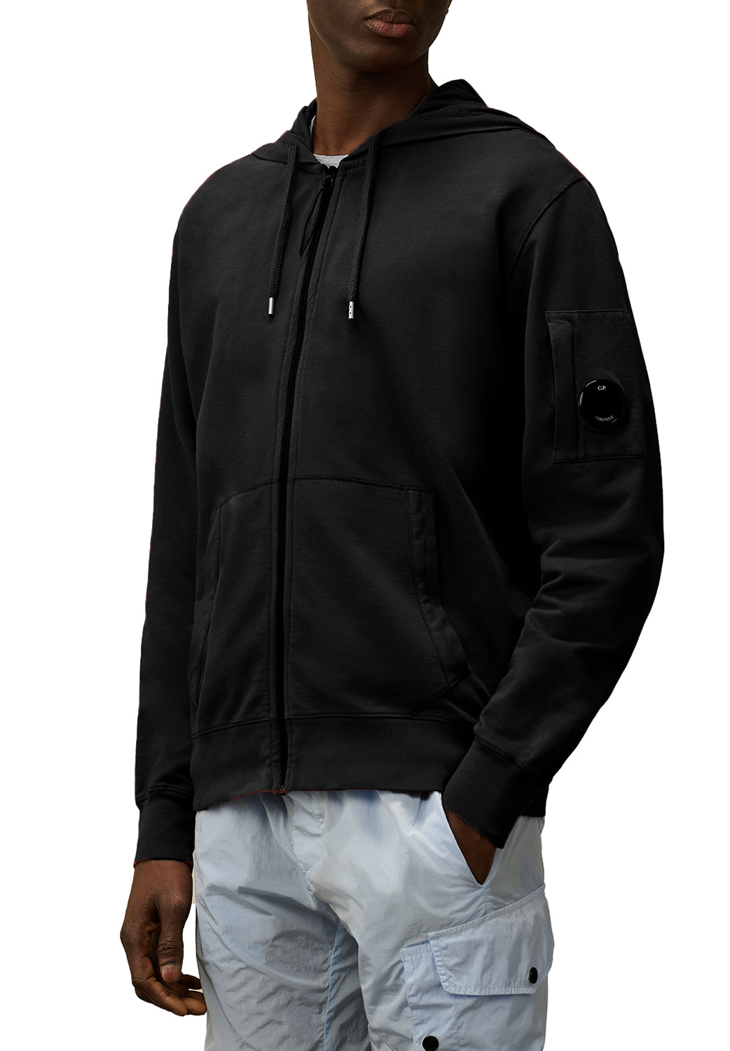  Cp Company Light Fleece Full Zip Hooded Black Uomo - 2