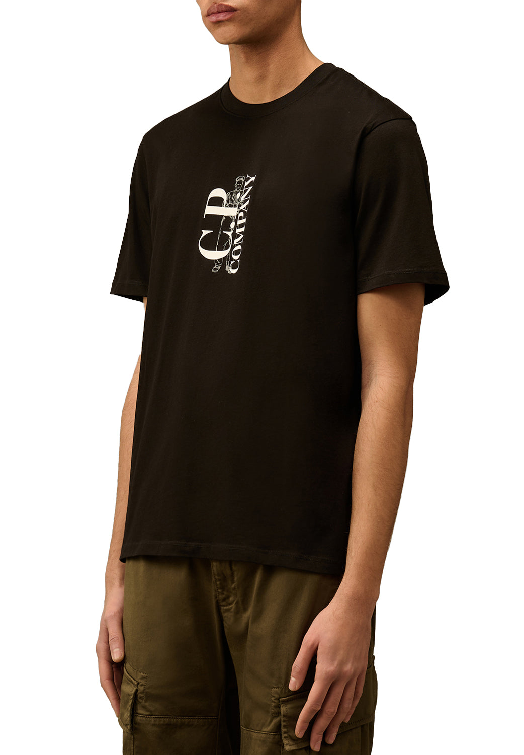  Cp Company Vertical Logo T-shirt Black Uomo - 2